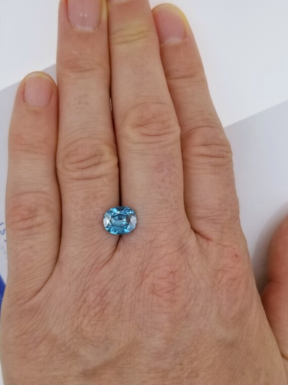 Blue Zircon 9 x 7.6mm Antique Cushion