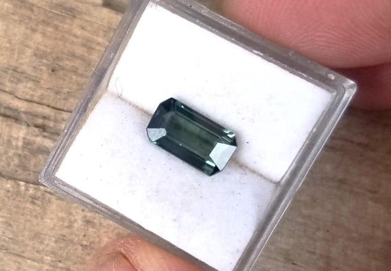 Natural Blue Green Sapphire Emerald Cut for Jewelry gift , September Gemstone for Anniversary Jewelry, Free Shipping to USA