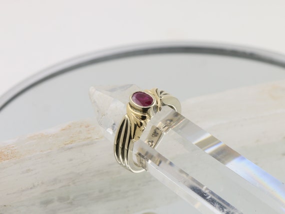 Natural Ruby Bezel Set 14k Gold Ring 6x4 mm Oval