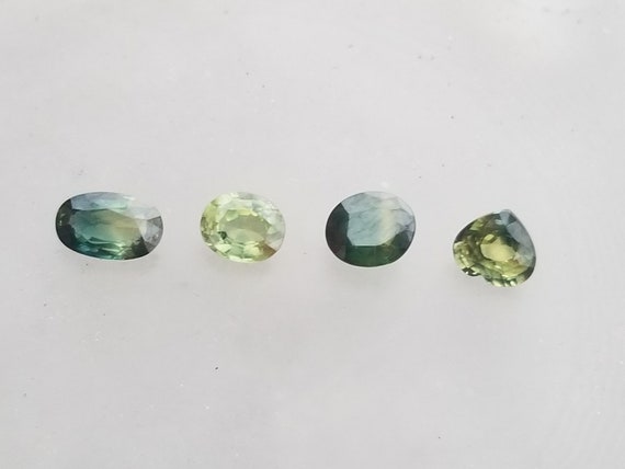 Sale Price for Parti Color, Green Sapphires  for Jewelry Making, Unique Multicolor Natural Sapphires for Gemstone Collectors Over 5 Carats .