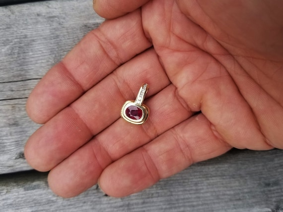 Vintage Ruby Gold Pendant for Her Anniversary Gift July Birthstone Charm Pendant