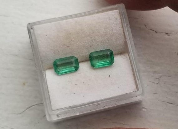Emerald Cut  Shape Emerald Pair Gemstone for  Earrings, May Birthstone for Anniversary  Jewelry Gift for Her, Free Shipping to USA