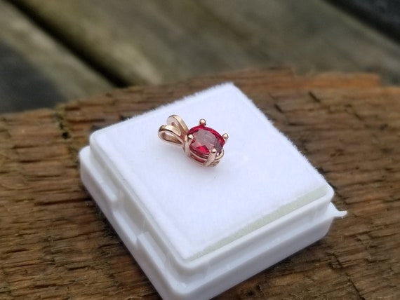 July Birthstone Ruby Oval Shape 14K Rose Gold Pendant