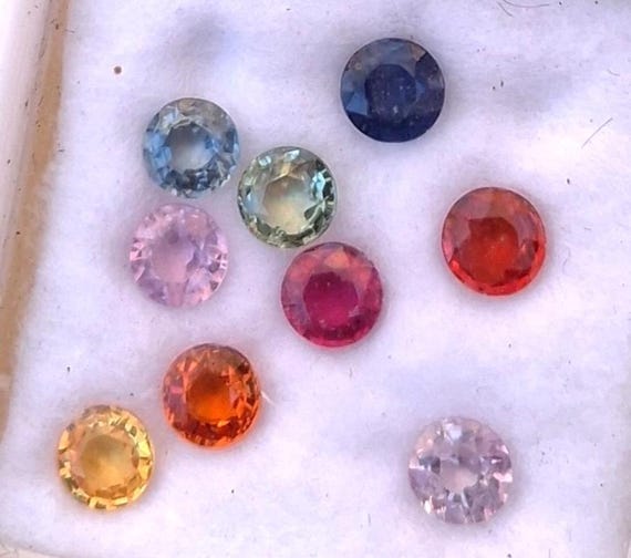 Round Ceylon Sapphire Collection on Sale, Blue, Pink, Yellow, Green, Orange, Red  for Jewelry Making