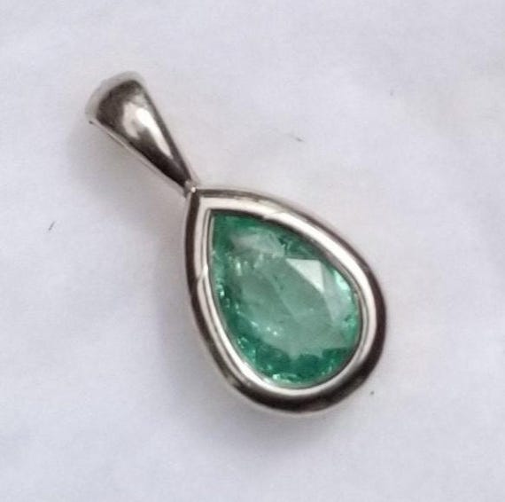 14K Gold Emerald Pendant May Birthstone Jewelry