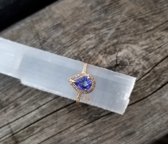 Pear Shape Tanzanite Diamond Ring for Her, Unique Engagement Ring  for Anniversary Wedding, Free Shipping to North America