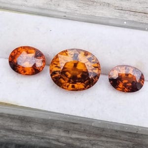 Orange Zircon Jewelry Set, Ceylon Gemstones, December Birthstone image 1