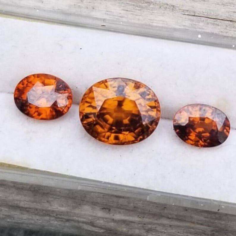 Orange Zircon Jewelry Set, Ceylon Gemstones, December Birthstone image 1