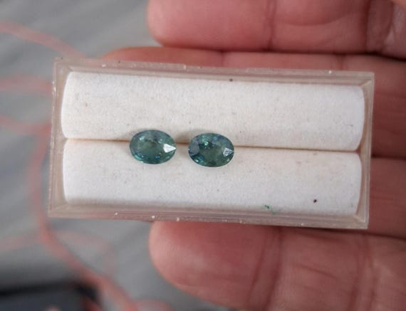 Natural Ceylon Oval Green Sapphire Pair  September Birthstone