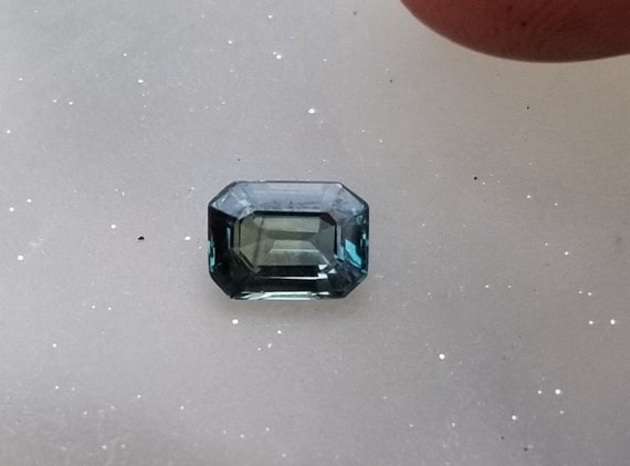 Ceylon Teal Sapphire Emerald Cut Shape for Anniversary Jewelry, One of a Kind September Gemstone Jewelry Gift, Free Shipping