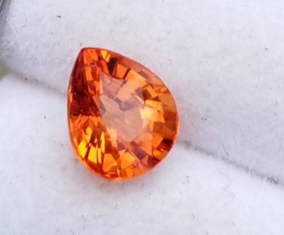 Fiery Sunset Ceylon Orange Sapphire Tear Drop September Gemstone for Custom Fine Jewelry