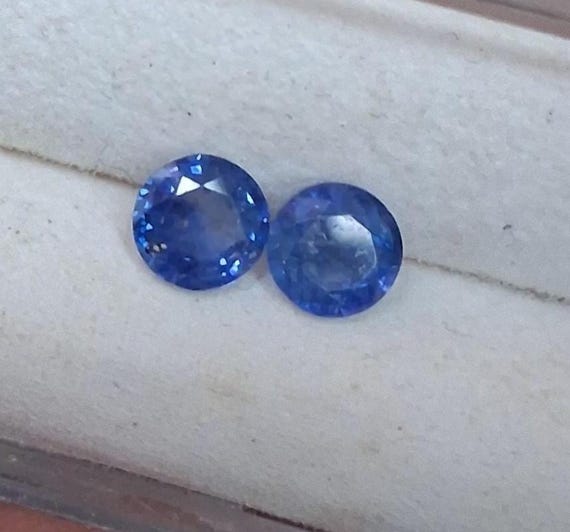 Natural Blue Velvet Round Sapphire Pair for Earrings, 4.7MM  September Gemstone