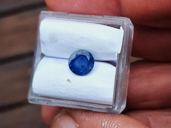 Round Ceylon Silky Blue Sapphire September Gemstone  6.7 MM