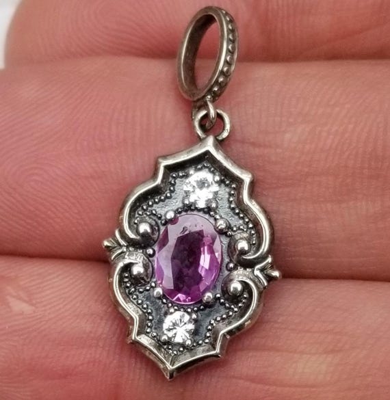 Pink Sapphire Unique Sterling Silver Pendant