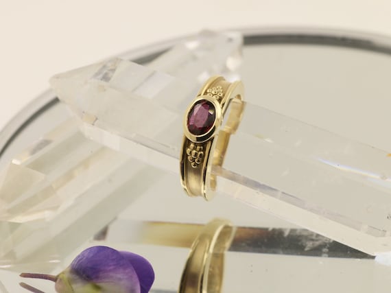 Ceylon Ruby Bezel Set 14k Gold Ring July Birthstone