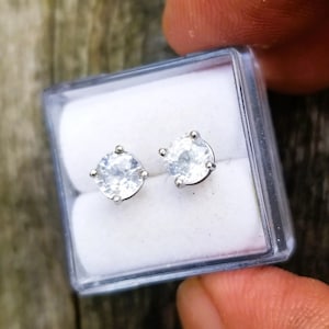 Natural white sapphire stud earrings sale