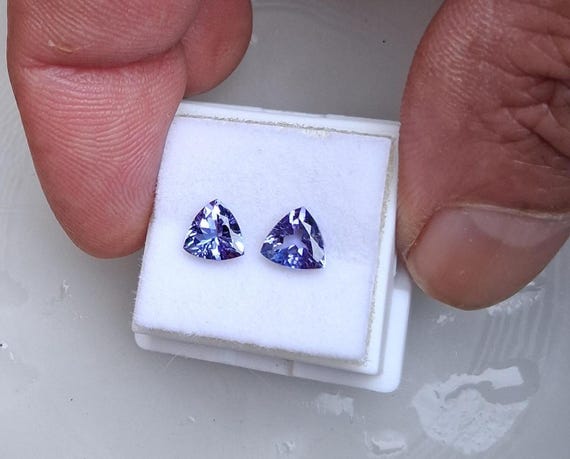 Natural Tanzanite December Gemstone, Triangle Shape Tanzanite Pair for Earrings, Free Shipping to USA