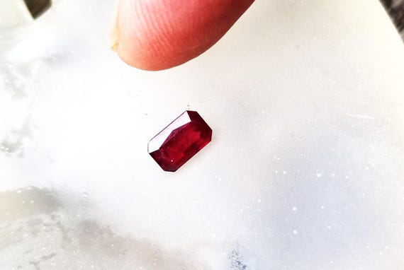 July Birthstone Emerald Cut Shae Ruby for Engagement Ring, Pigeon Blood Red Ruby for Anniversary Jewelry Gift for Her, Free Shipping