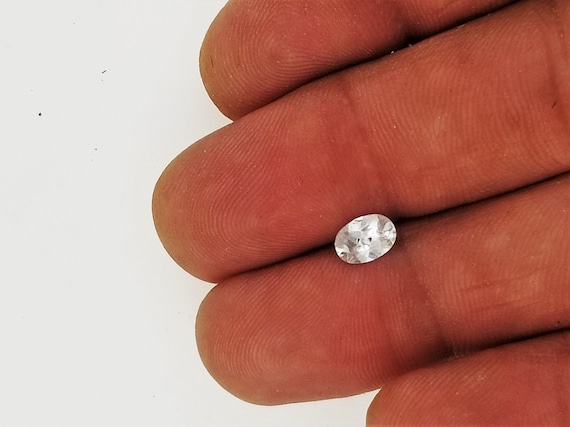 Rare Find Gift Natural White Sapphire 6.8x4.8MM Precision Cut Gemstone for Engagement Ring for Her Wedding