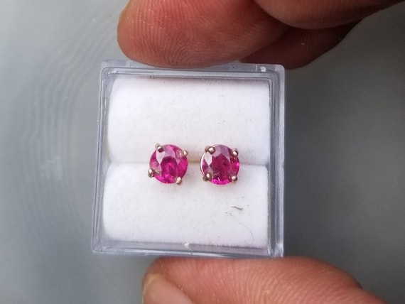 14k Rose Gold Ruby Earrings for Anniversary Gift, July Birthstone for Special Occasion Gift