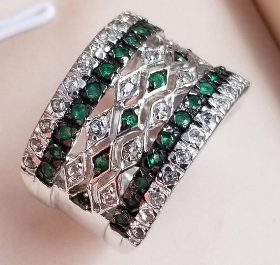 Fine Emerald Sterling Silver Ring