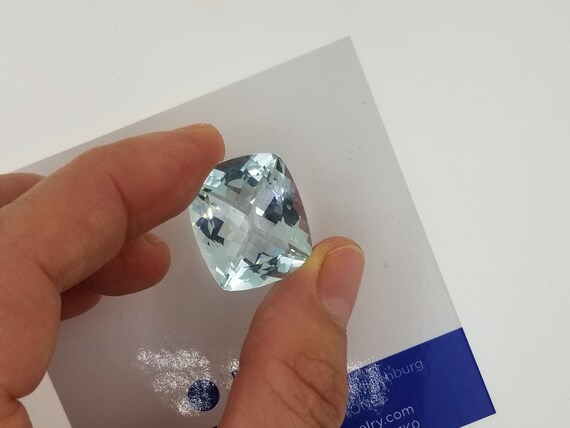 March Gemstone Aquamarine Gift Cushion Shape for Anniversary Jewelry March Birthstone
