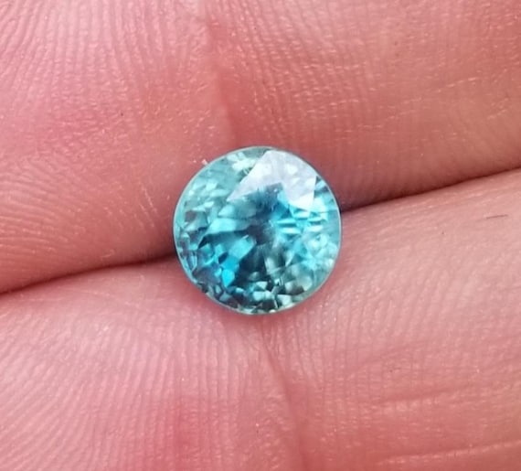 Natural Blue Zircon 8mm Round December Gemstone