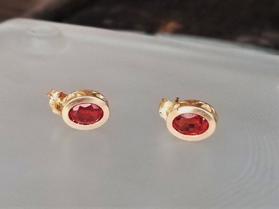14K Yellow Gold Ruby Stud Earrings