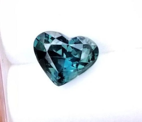 September Birthstone Blue Green Sapphire Heart Shape Teal Color