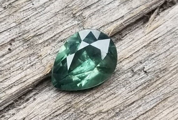 Gemstone Gift Blue Green Sapphire Pear Shape Precision Cut Gemstone for Engagement Ring, Free Shipping to North America