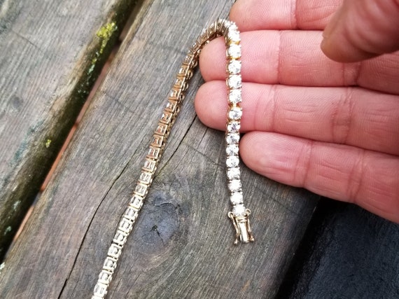 14K Yellow Gold Plated Sterling Silver White Topaz Bracelet Gif for Her