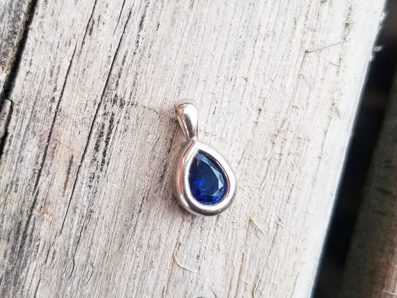 Blue Sapphire 14k White Gold Bezel Pendant Jewelry Gift, September Birthday, Ceylon Royal Blue Sapphire, Free Shipping to USA