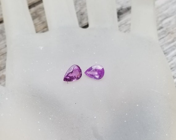 Natural Purple Sapphire Pear Shape Pair for Earrings, Unique Ceylon Sapphire for Jewelry Gift, Free Shipping to North America