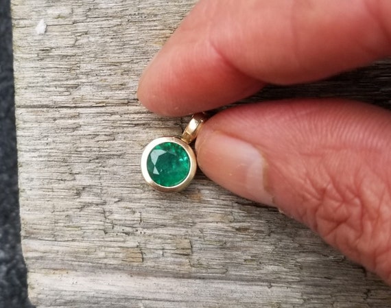 14K Gold Emerald Pendant , Gift for May Birthstone, Unique Anniversary Emerald Pendant for Special Occasion, Free Shipping