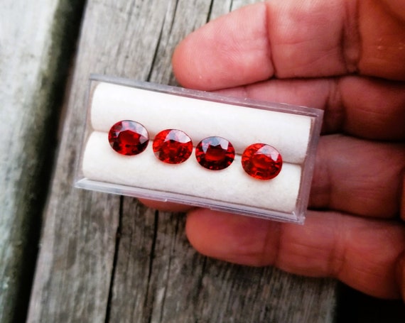 Natural Red Spessartite Garnet Ovals for Custom Jewelry, January Birthstone for Earrings, Red Orange Garnet for Anniversary Jewelry