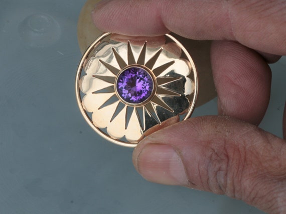 Handmade Amethyst Statement Pendant with 11mm Gift for Her