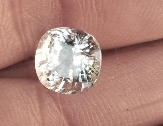 Large Natural Precision Cut White Sapphire 8MM Square Cushion, September Birthstone for Jewelry Gift for Her Anniversary
