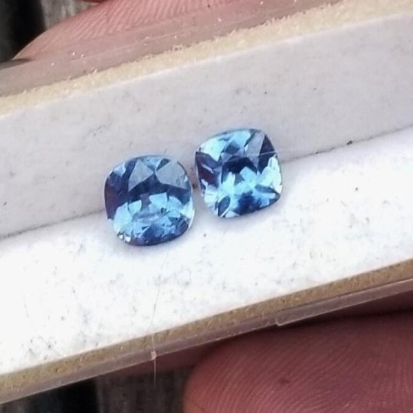 Blue Sapphire 6.5 MM Cushion Pair for Earrings