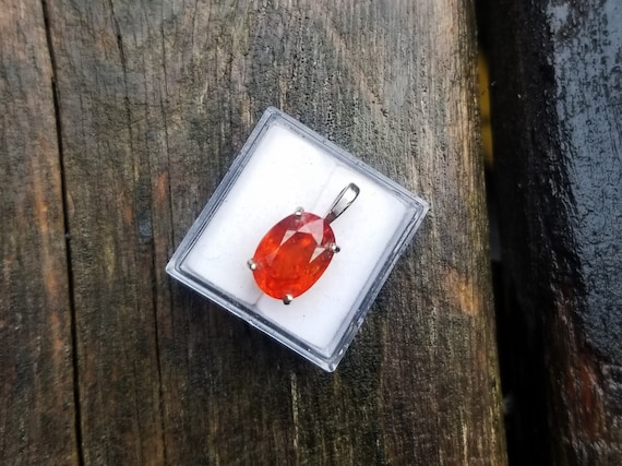 Spessartite Garnet Oval 14K White Gold Pendant, Unique January Birthstone for Anniversary Gift for Her