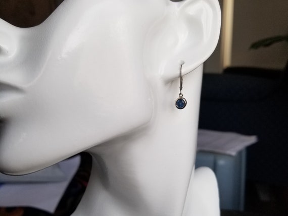 Blue Sapphire Dangle Earrings in 14k White Gold