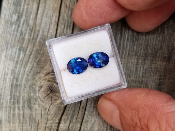 Blue Sapphire Pair Gift for Her Minimalist Hand Made Jewelry September Gemstone Anniversary Wedding Earrings Jewelry Gift for Women