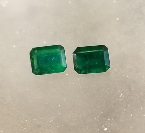 Dark Velvet Green Emerald Cut for Earrings, May Birthstone