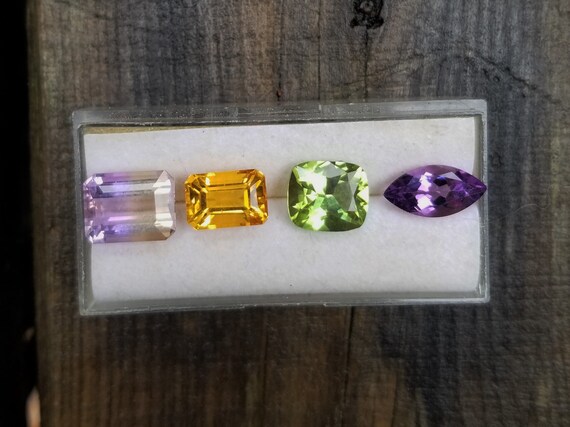 Natural Gemstones Cushion Peridot, Marquise Amethyst, Ametrine, Citrine