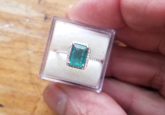 14k Rose Gold Emerald Ring for May Anniversary Ring, Free Shipping to North America