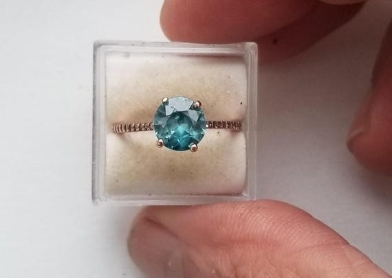 Natural Zircon 14k Rose Gold Ring for Anniversary Gift to Her, Free Shipping to North America