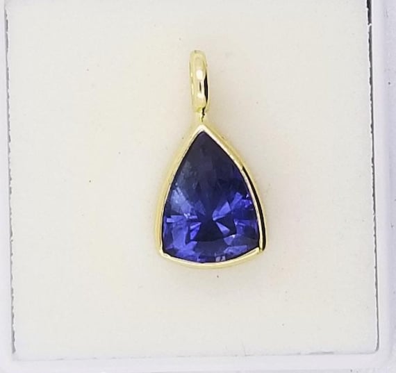 Blue Sapphire 14K Yellow Gold Pendant