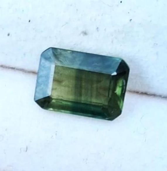 Natural Parti Color Emerald Cut Blue Green Sapphire September Birthstone