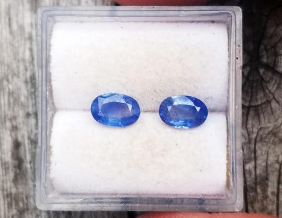 Oval Blue Sapphire Pair for Earrings Design, September Birthstone for Jewelry Making, Free Shipping to North America