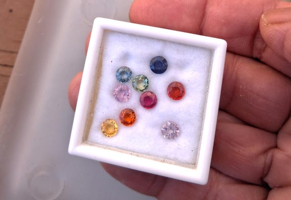 Round Ceylon Sapphire Collection on Sale, Blue, Pink, Yellow, Green, Orange, Red  for Jewelry Making, Free Shipping to USA