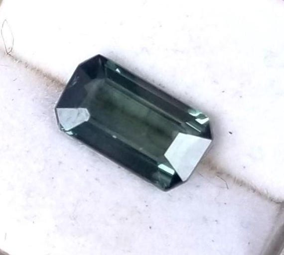 Natural Blue Green Sapphire Emerald Cut for Jewelry, September Gemstone